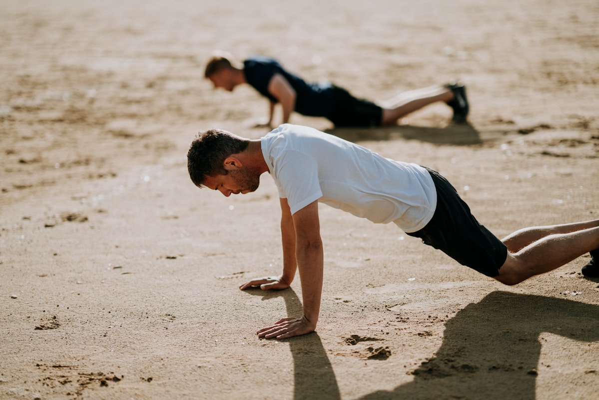 Man performing pelvic floor strengthening exercise